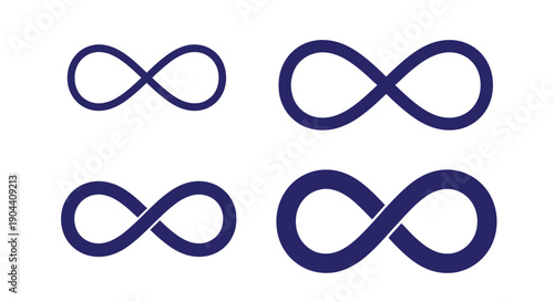 Collection of four dark blue infinity symbols displayed in varying sizes 
