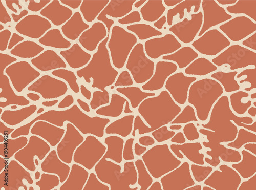 Seamless giraffe skin pattern. Abstract organic cellular background. Terracotta brown animal print texture.