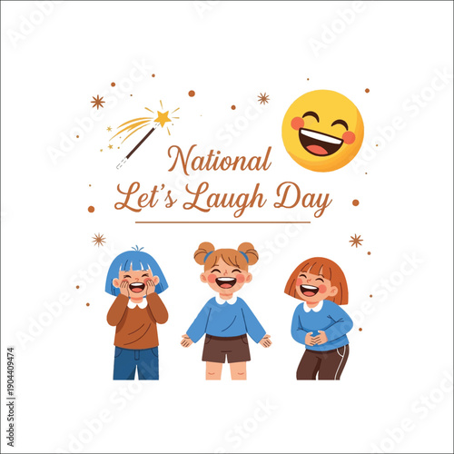 Joyful children celebrating national lets laugh day