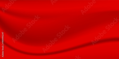 Red luxury silk cloth or satin texture with copy text space. Elegant Red silk satin vector background.