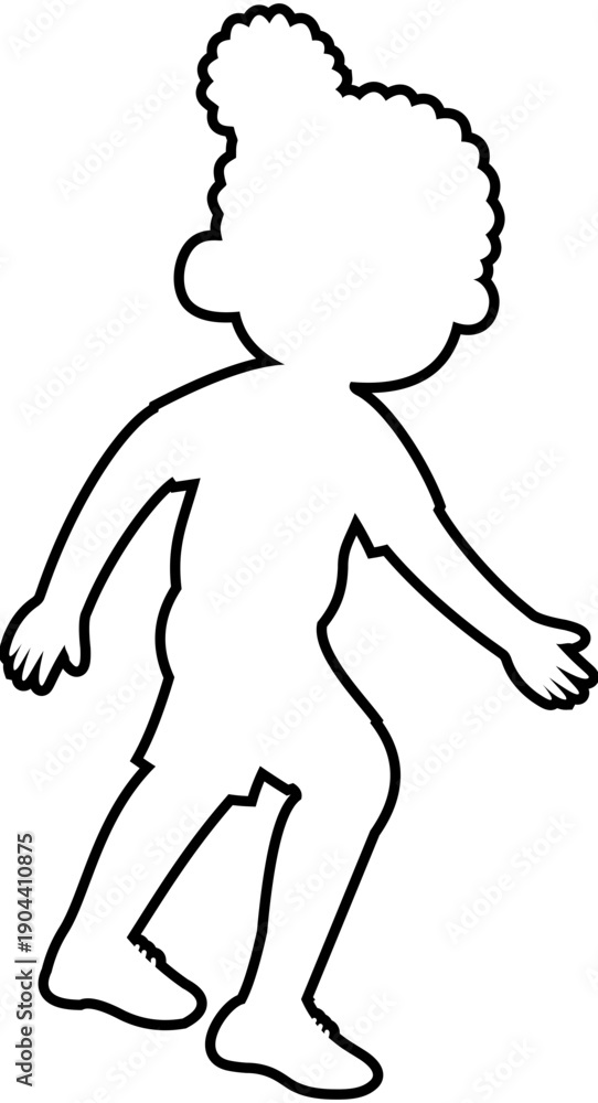 Fototapeta premium Sporty afro bun glasses girl dribbling inside foot soccer technique step 2 without ball outline illustration. Editable Color Vector