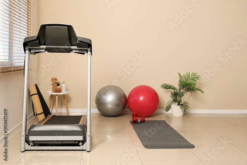 Treadmill with fitballs and...