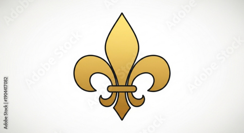 Golden fleur de lis symbol on white background decorative heraldic emblem