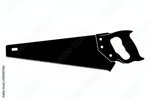 Saw Silhouette: A bold, high-contrast silhouette of a hand saw, a quintessential tool for carpentry and construction, presented against a clean backdrop. 