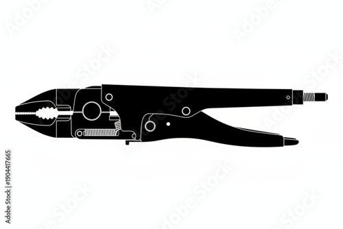 Industrial Tool Silhouette: A sharp, side-view silhouette of a versatile crimping tool, used by electrician, tradesman, or anyone who want to create secure, reliable connections.