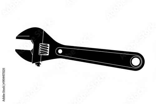 Precision Tool Silhouette: A striking silhouette of an adjustable wrench, highlighting its robust form and intricate mechanism, poised ready to handle various tasks.