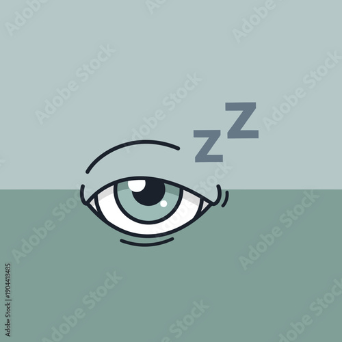 Illustration of a sleepy eye with Z's indicating sleep or drowsiness.