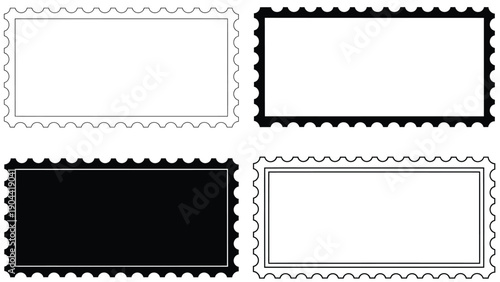 A graphic illustration displays two postage stamp outlines one white on a white background and one black on a white background high quality professional detailed modern