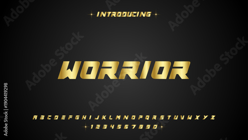 WORRIOR, Abstract sport modern alphabet logo font. Typography bold typeface design for sport, technology, fashion, digital, future creative logos fonts. vector illustration