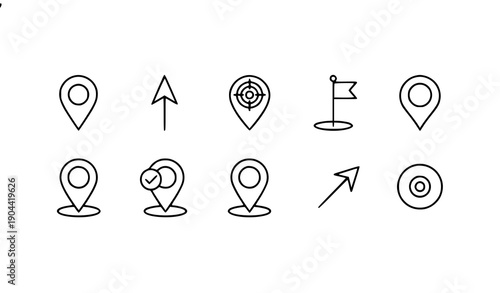 Minimal Map Pin Linear Icon Pack Vector for Web Design