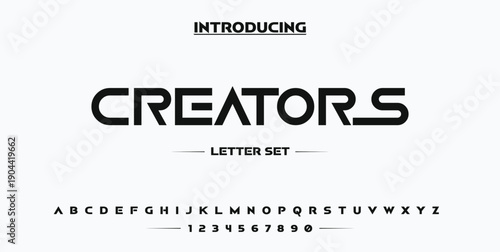 CREATORS, Abstract sport modern alphabet logo font. Typography bold typeface design for sport, technology, fashion, digital, future creative logos fonts. vector illustration