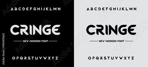 CRINGE, Abstract sport modern alphabet logo font. Typography bold typeface design for sport, technology, fashion, digital, future creative logos fonts. vector illustration