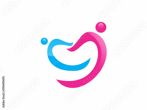 Modern stylized people in heart shape icon for charity and family unity.