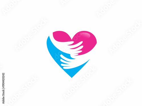 Heart Hug Logo Icon - Care and Love Symbol