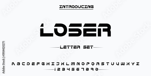 LOSER, Abstract sport modern alphabet logo font. Typography bold typeface design for sport, technology, fashion, digital, future creative logos fonts. vector illustration