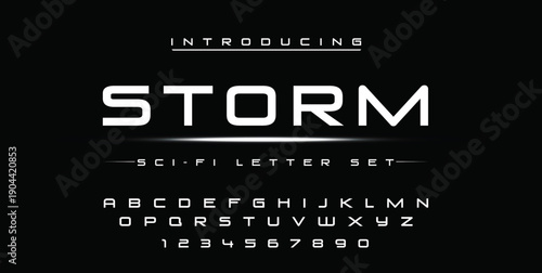STORM, Abstract sport modern alphabet logo font. Typography bold typeface design for sport, technology, fashion, digital, future creative logos fonts. vector illustration