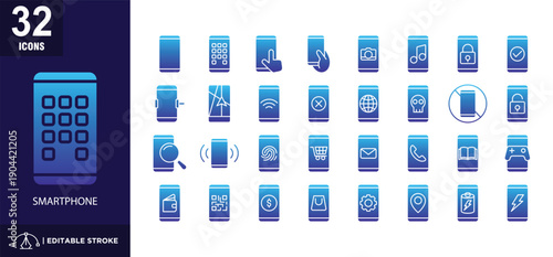 Smartphone glyph gradient Icon Set