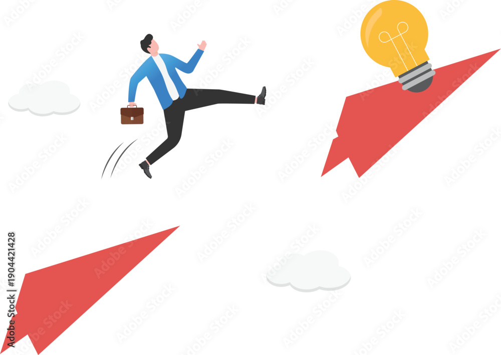 Fototapeta premium Jumping Towards Innovation and Creative Growth Path