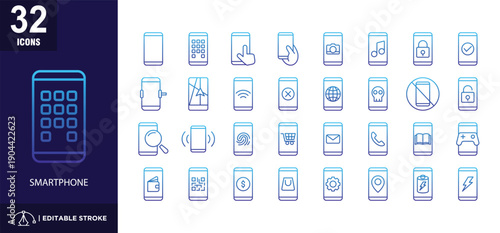 Smartphone line gradient Icon Set