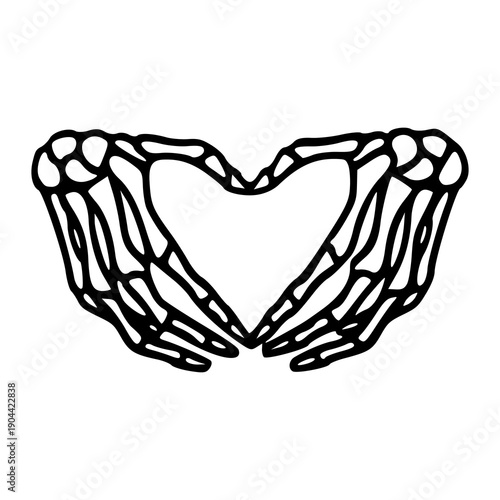 eternal love concept with bony hands heart sign vector