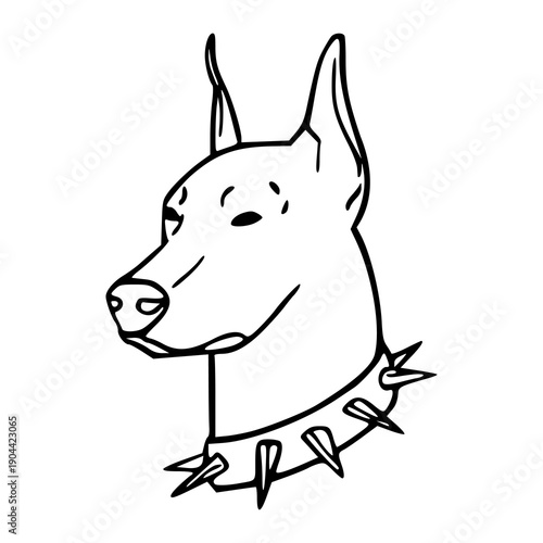 simple spiked collar dog outline vector sketch