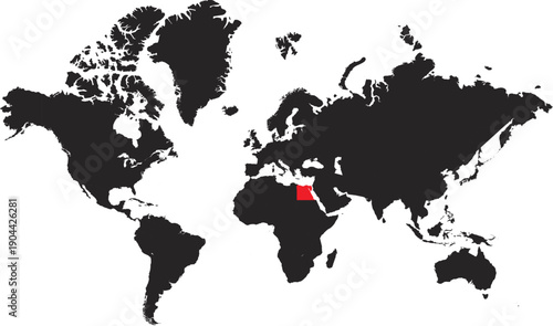 World map with Egypt highlighted in red global location