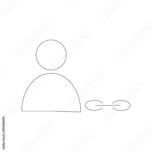 User shared access icon with user symbol and link in clean outline style. Represents shared access permissions and collaboration in digital systems.