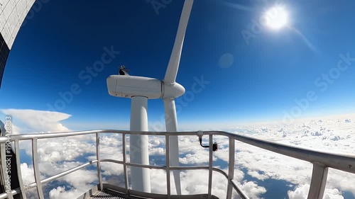 Wind Turbine Above Clouds Renewable Energy.