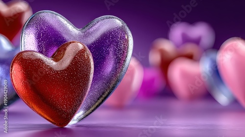 Romantic Valentine's Day Glass Hearts Background for Love