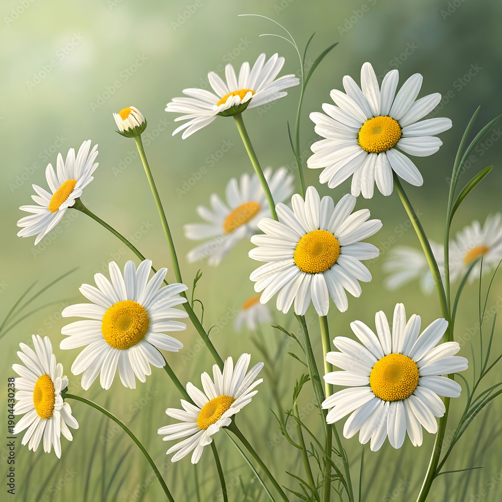 Obraz premium collection of realistic daisies