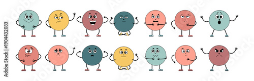 A cartoon circle depicting various emotions joy, sadness, anger. Suitable for children, educational materials, and poster websites.eps