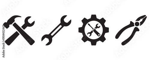 Repair tools icon set for construction and maintenance vector illustration