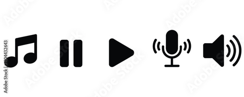 Music production and sound recording icons for digital audio station