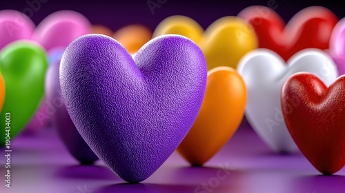 Colorful Textured Hearts for Valentine's Day Romantic Love Background