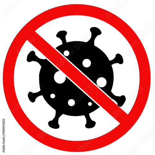 Virus Prohibition Icon Flat Black Stop Infection Symbol