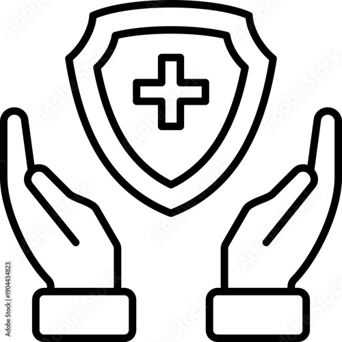 Black health insurance icon - outline