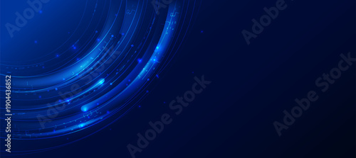 Abstract Technology Background with Blue Fiber Optic Light Lines