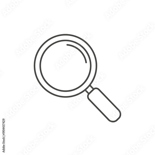 Minimalist line art icon of a magnifying glass, ideal for digital interfaces, web design, and user experience elements requiring a search tool
