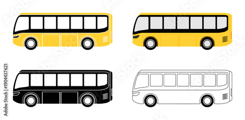 Set of bus icons without background.