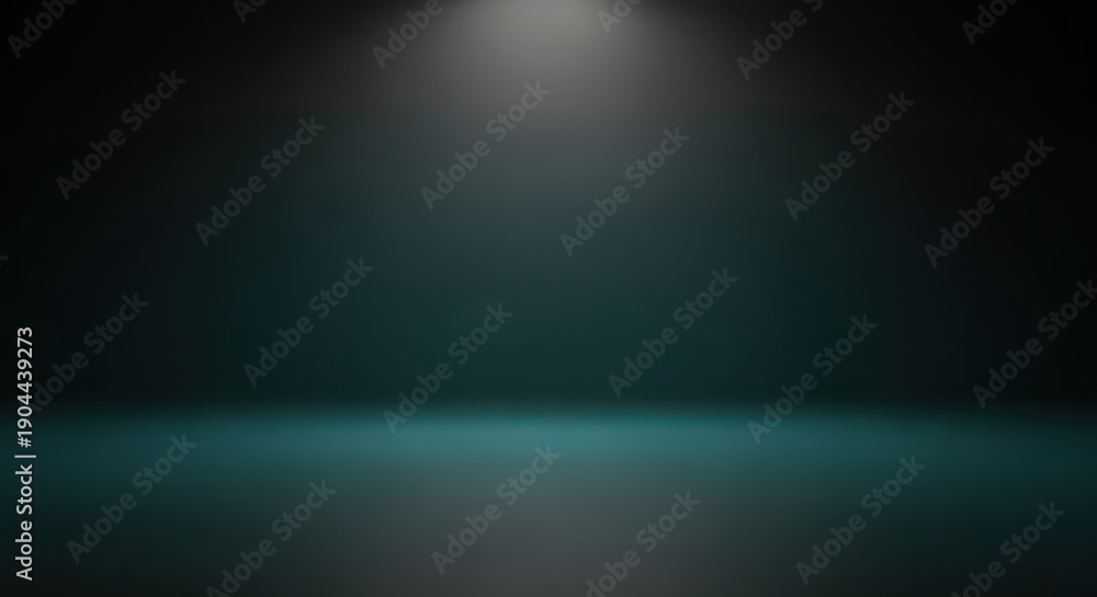 Fototapeta premium Soft gradient spotlight glow on dark teal background minimalist abstract studio lighting effect