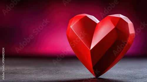 Red Geometric Heart for Romantic Valentine's Day Love Celebration
