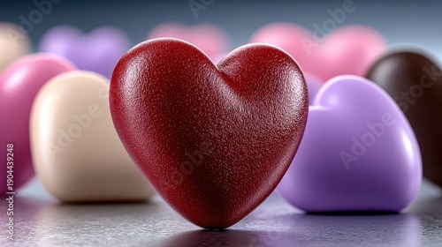 Romantic Red Heart with Colorful Background for Valentine's Day