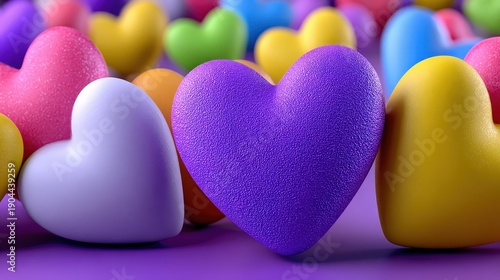 Colorful 3D Hearts for Valentine's Day Romantic Love Celebration