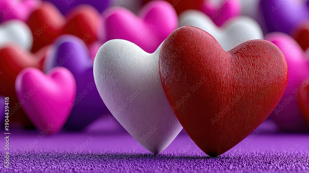 Obraz premium Romantic Valentine's Day Hearts Wallpaper for Love and Celebration