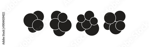 Set of Multiple circle photo collage grid template vector illustration.  For abstract background, business, collage art, digital photo, papers.