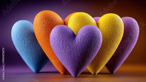 Valentine's Day Romantic Colorful Textured Hearts Love Background
