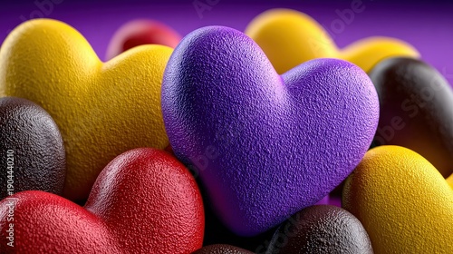 Colorful Textured Hearts Background for Valentine's Day Romantic Love