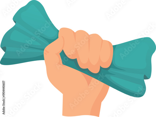 Hand wringing wet cloth during cleaning process