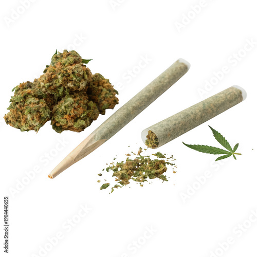Vibrant cannabis joint png - transparent, high-quality, royalty-free marijuana joint image isolated on transparent background
