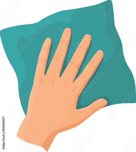 Hand wiping surface with a green cleaning rag